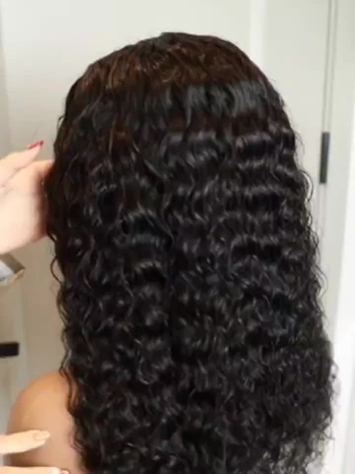 Brazilian Deep Curly Lace Front Wigs Pre-plucked Human Hair Wigs 4x4 HD Lace Closure Wigs 100% Real Human Hair Wigs Friendly For Beginners 200% Deep Wave Lace Wigs